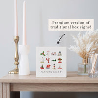 Nantucket Holiday Icons Block Sign