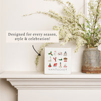 Nantucket Holiday Icons Block Sign