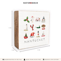 Nantucket Holiday Icons Block Sign