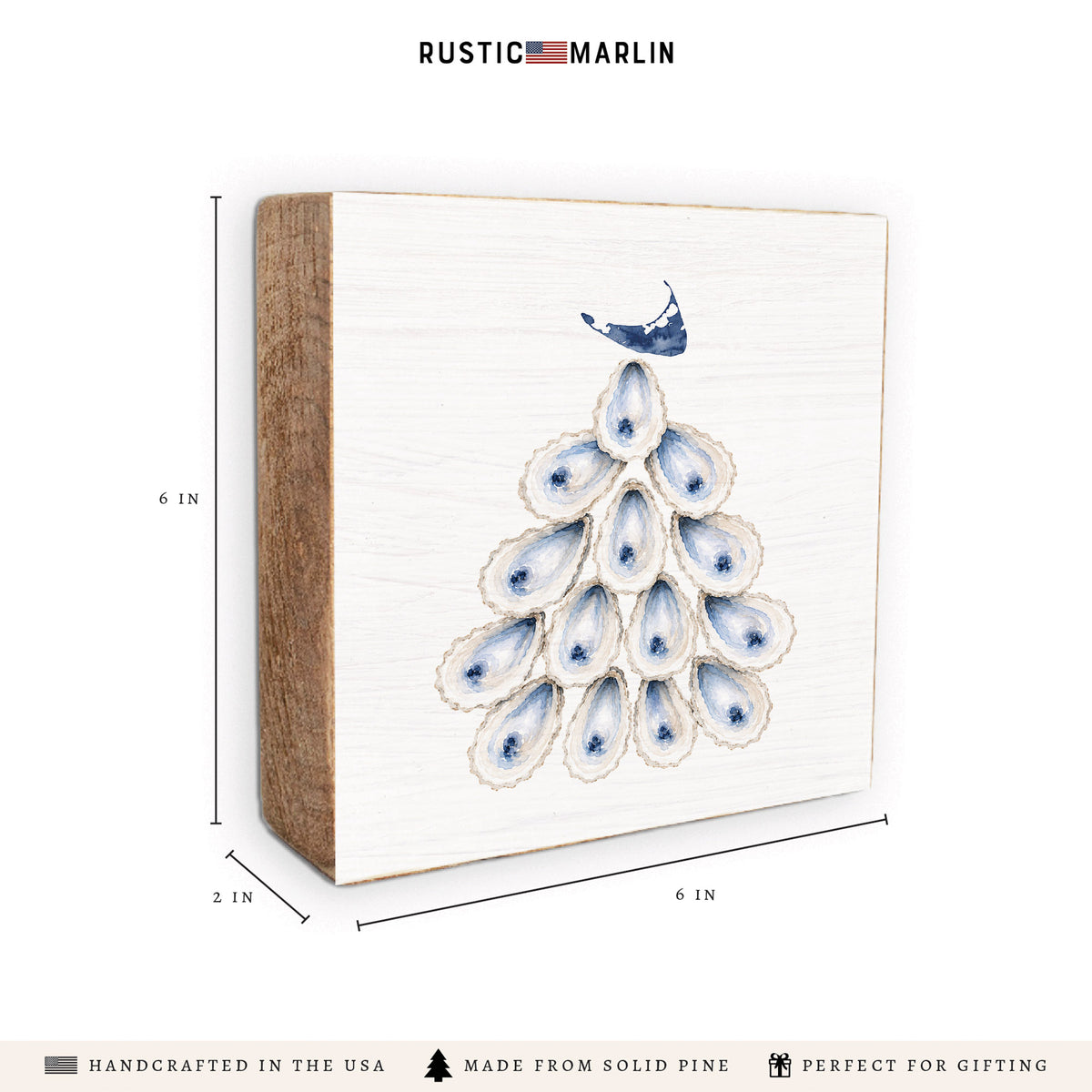 Nantucket Oyster Tree Block Sign