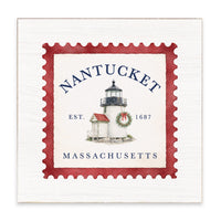 Holiday Brant Point Lighthouse Stamp Block Sign