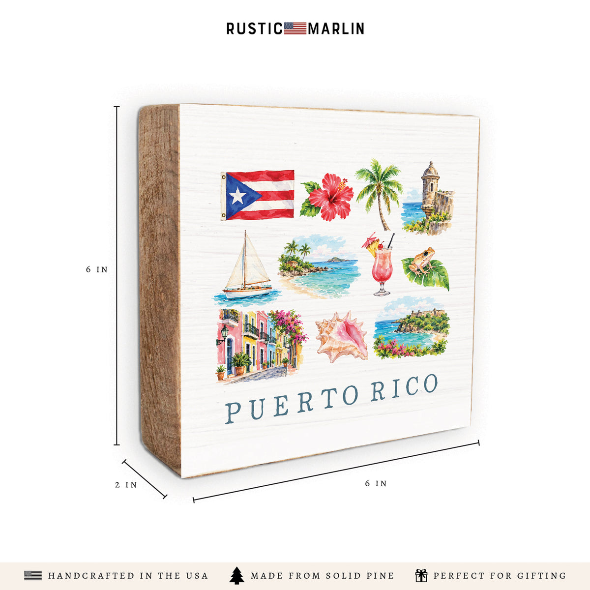 Puerto Rico Icons Block Sign