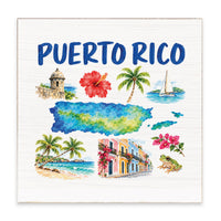 Puerto Rico Map Icons Block Sign