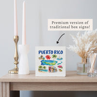Puerto Rico Map Icons Block Sign