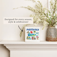 Puerto Rico Map Icons Block Sign