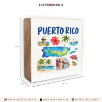 Puerto Rico Map Icons Block Sign