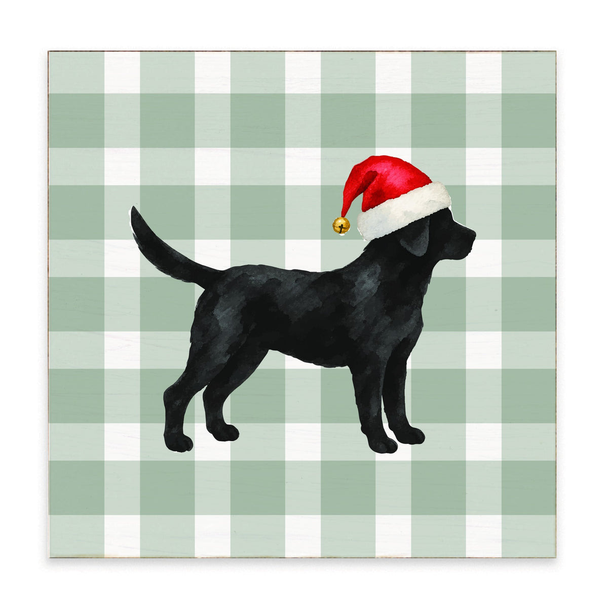Black Lab Santa Hat Block Sign