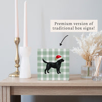 Black Lab Santa Hat Block Sign