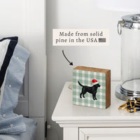 Black Lab Santa Hat Block Sign