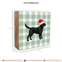 Black Lab Santa Hat Block Sign