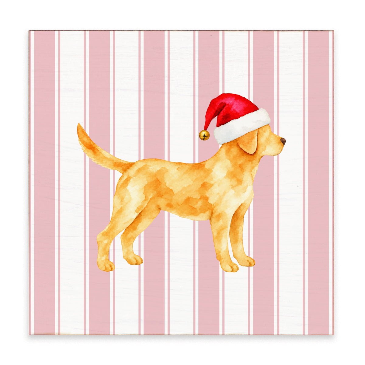 Yellow Lab Santa Hat Block Sign