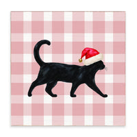 Black Cat Santa Hat Block Sign