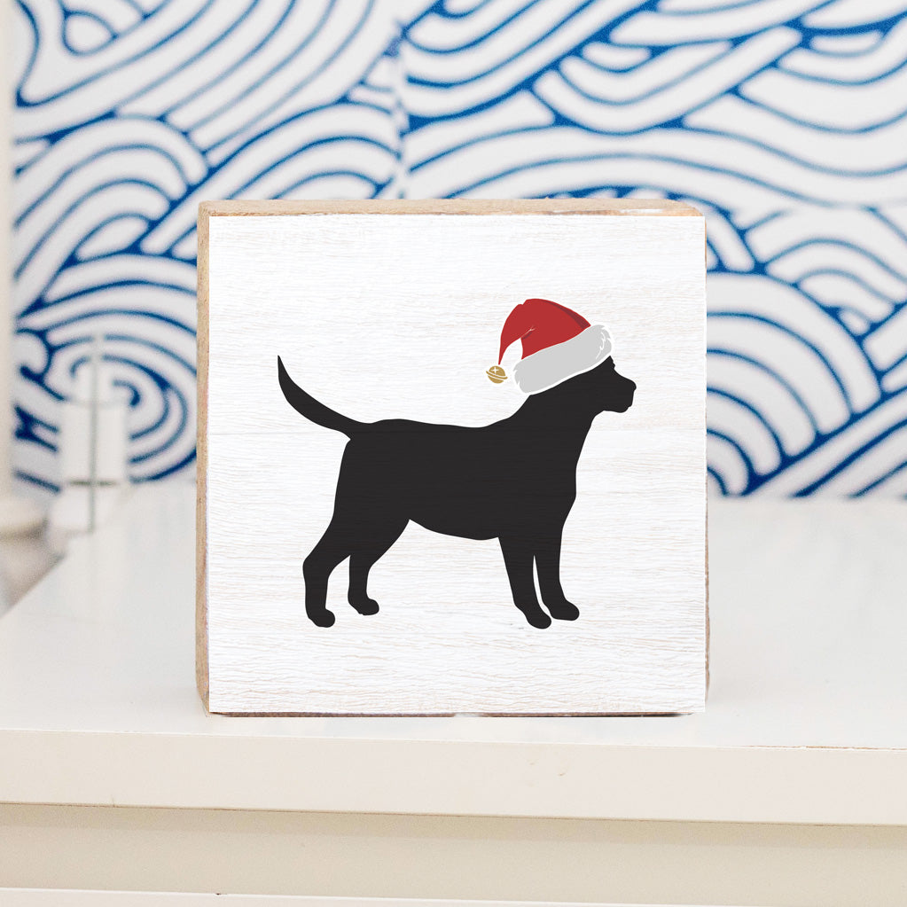 Santa Dog Decorative Wooden Block