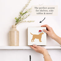 Santa Golden Dog Block Sign