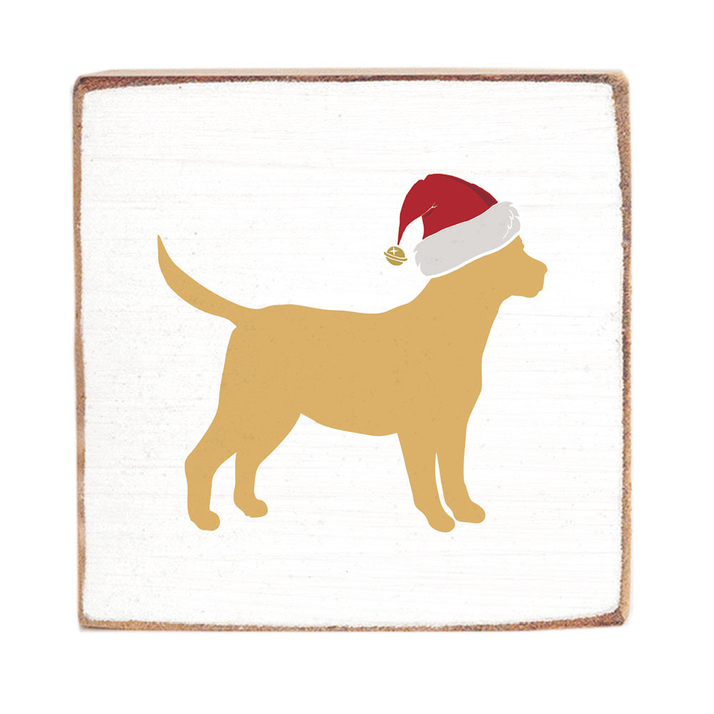 Santa Golden Dog Block Sign