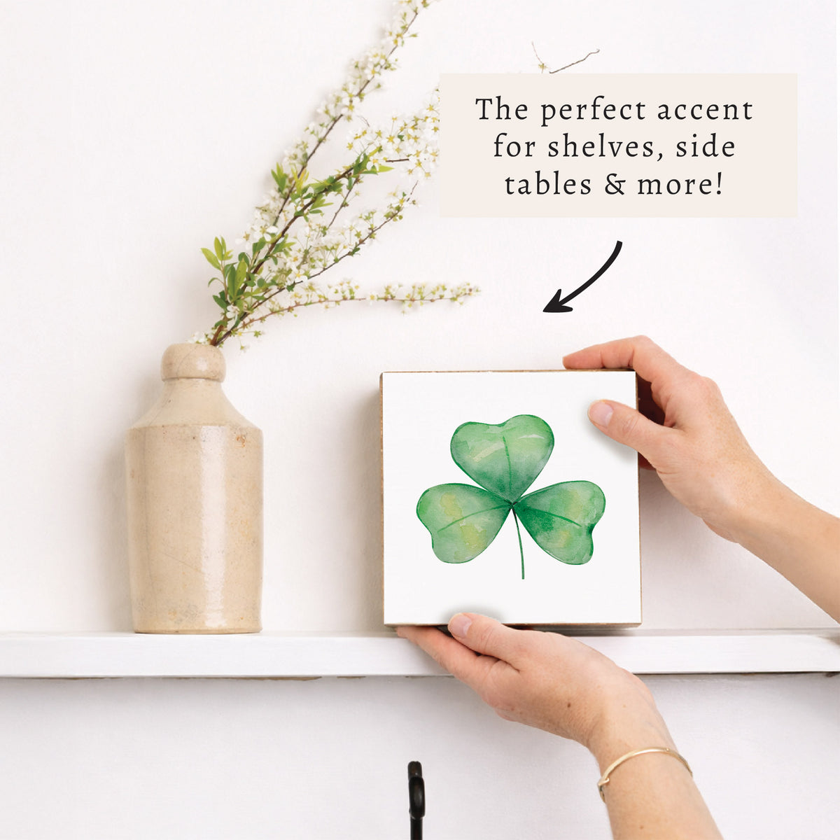 Watercolor Shamrock Block Sign