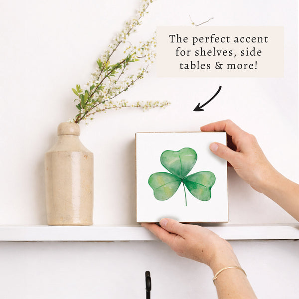 Watercolor Shamrock Block Sign