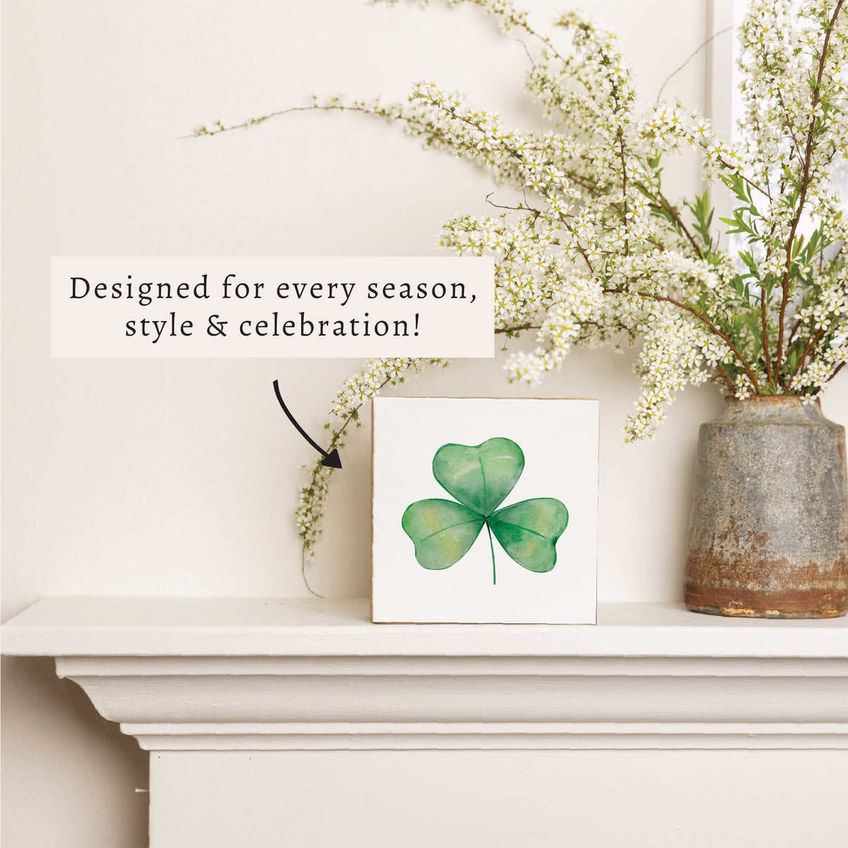 Watercolor Shamrock Block Sign