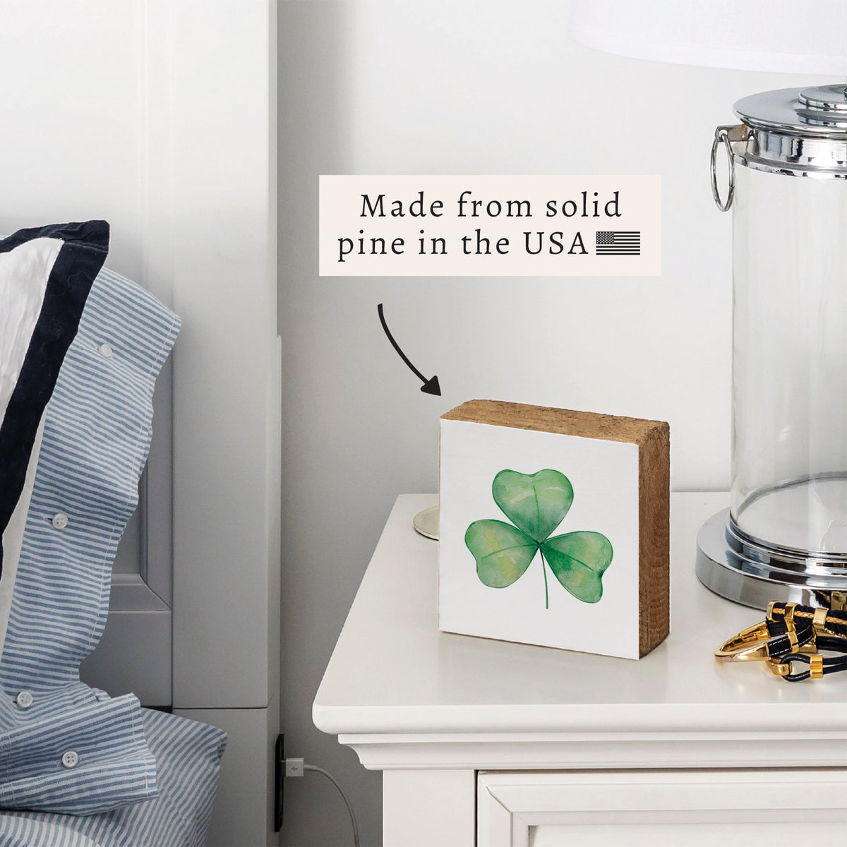 Watercolor Shamrock Block Sign