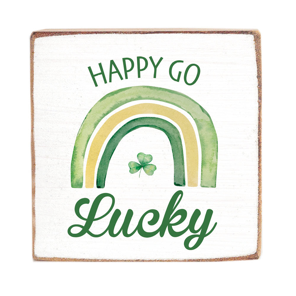 Happy Go Lucky Decorative Square Block Sign