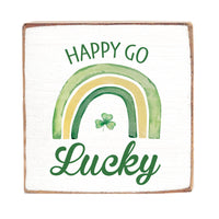 Happy Go Lucky Decorative Square Block Sign