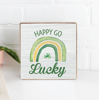 Happy Go Lucky Decorative Square Block Sign
