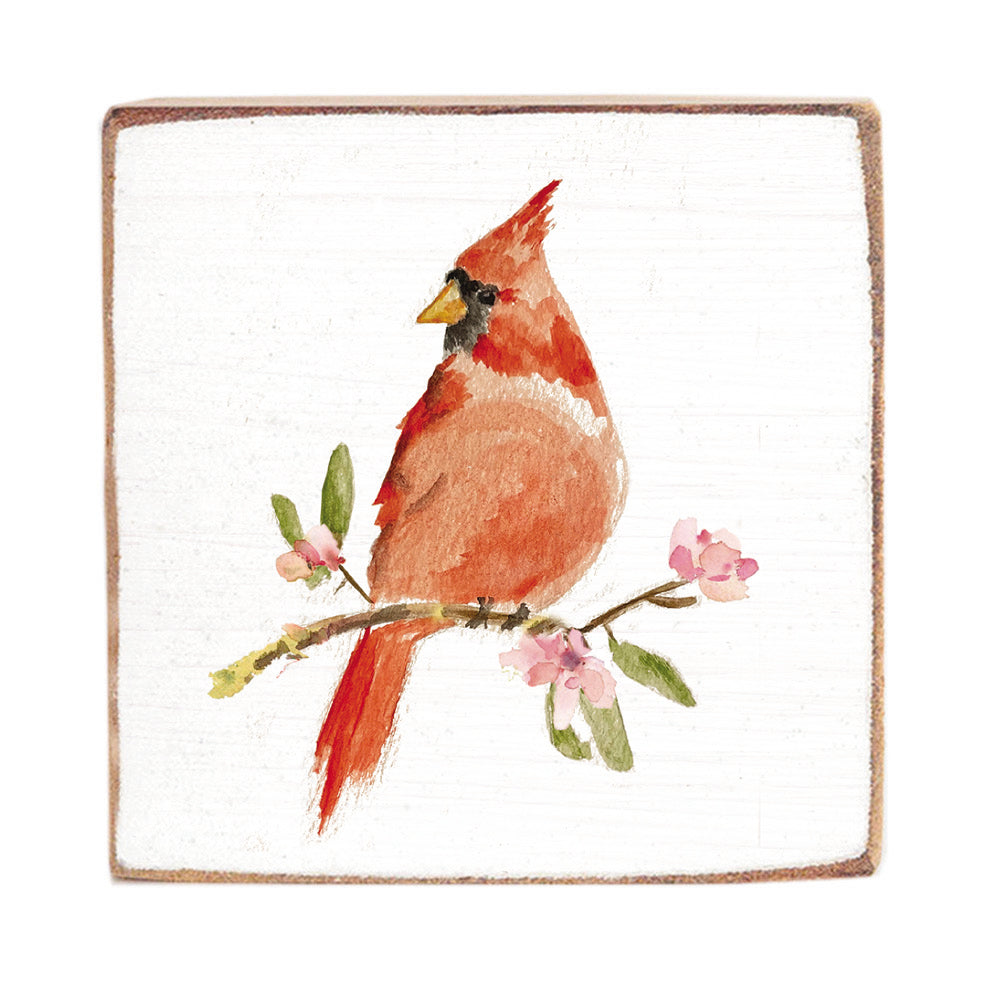 Watercolor Cardinal Square Block Sign