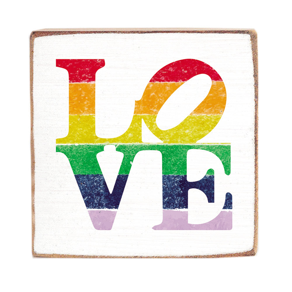 Love Stacked Rainbow Block Sign