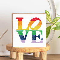 Love Stacked Rainbow Block Sign