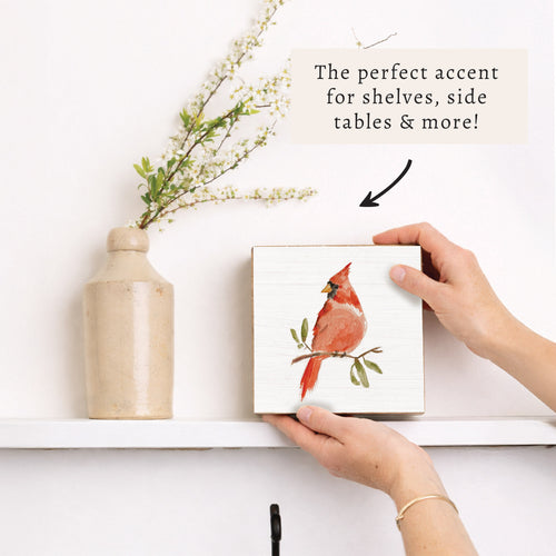 Watercolor Cardinal Block Sign