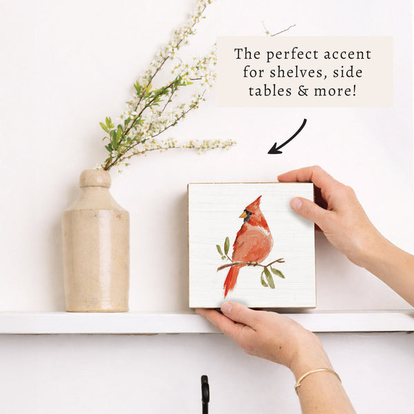 Watercolor Cardinal Block Sign