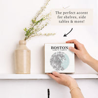 Boston Map Art Block Sign