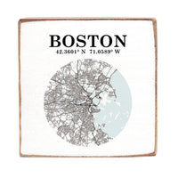 Boston Map Art Block Sign