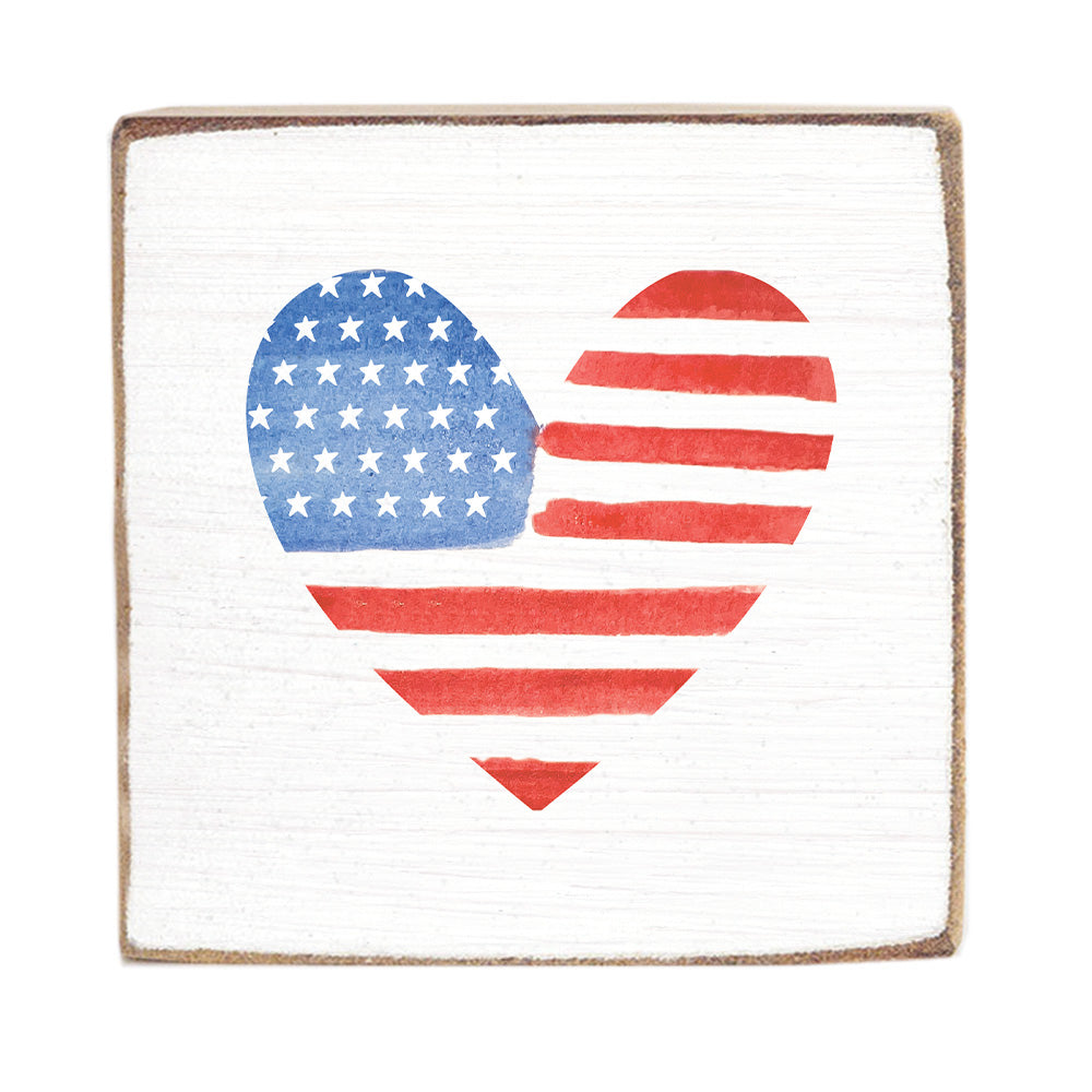 Watercolor Flag Heart Block Sign