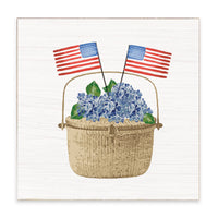 Hydrangea USA Flag Basket Block Sign