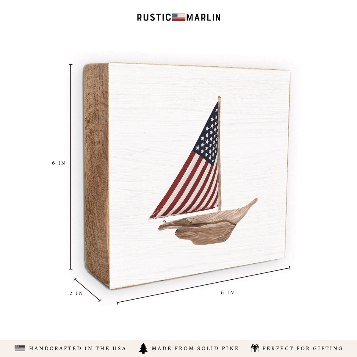 Flag Sailboat Block Sign