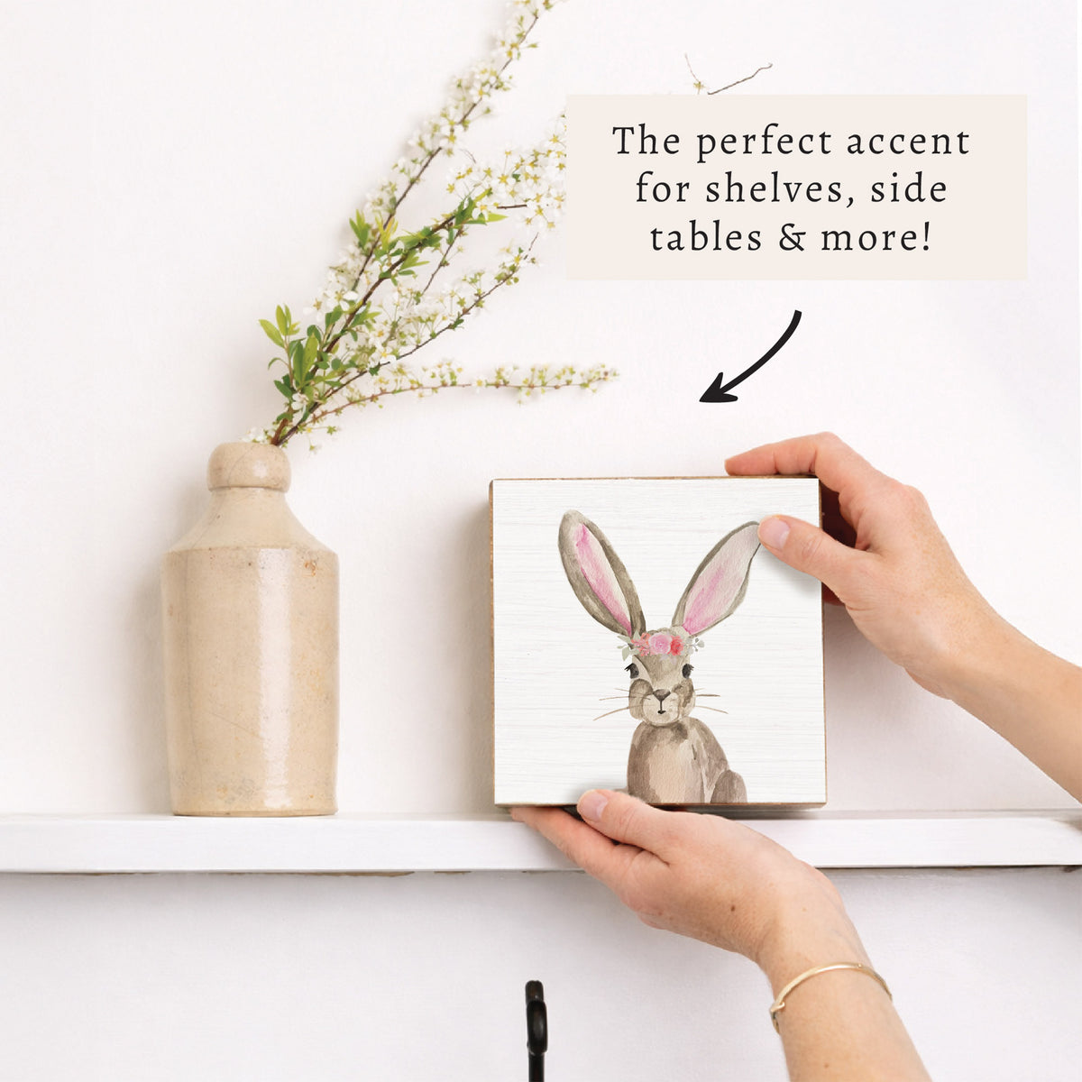 Floral Bunny Block Sign