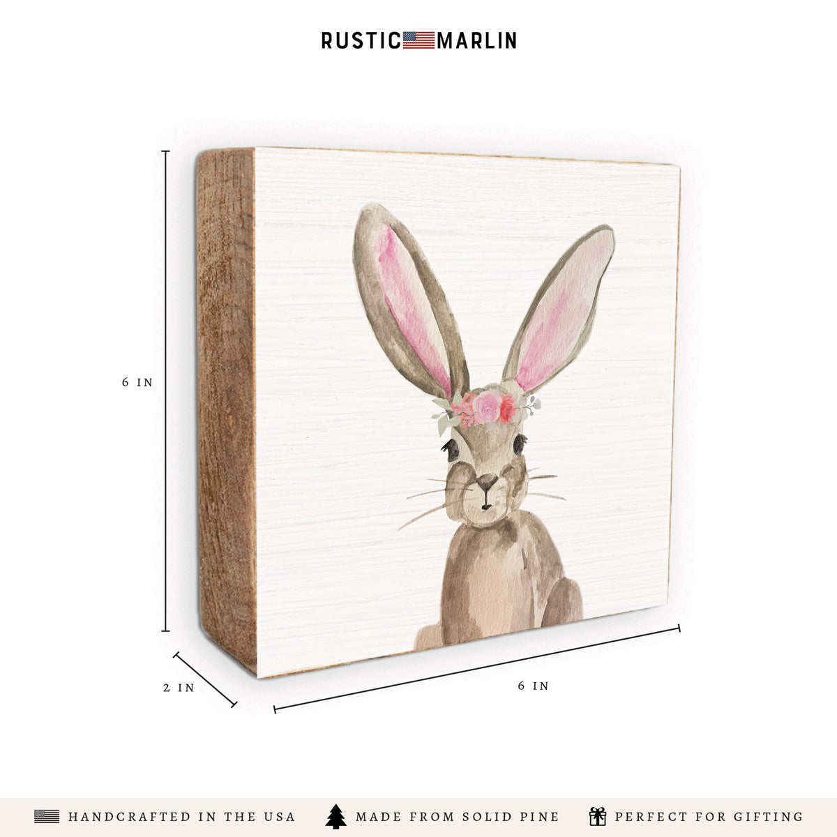 Floral Bunny Block Sign