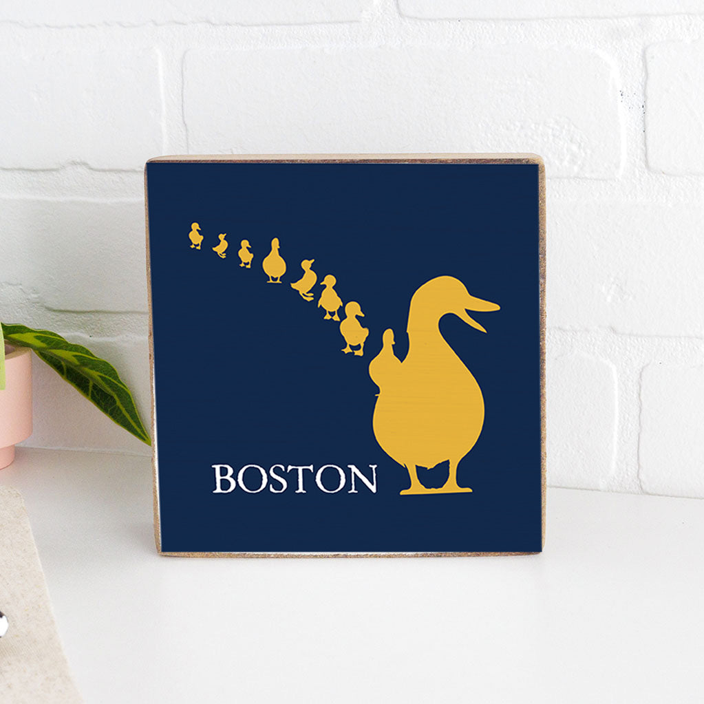 Boston Ducklings Decorative Wooden Block