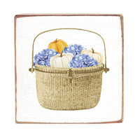 Fall Hydrangea Basket Square Block Sign