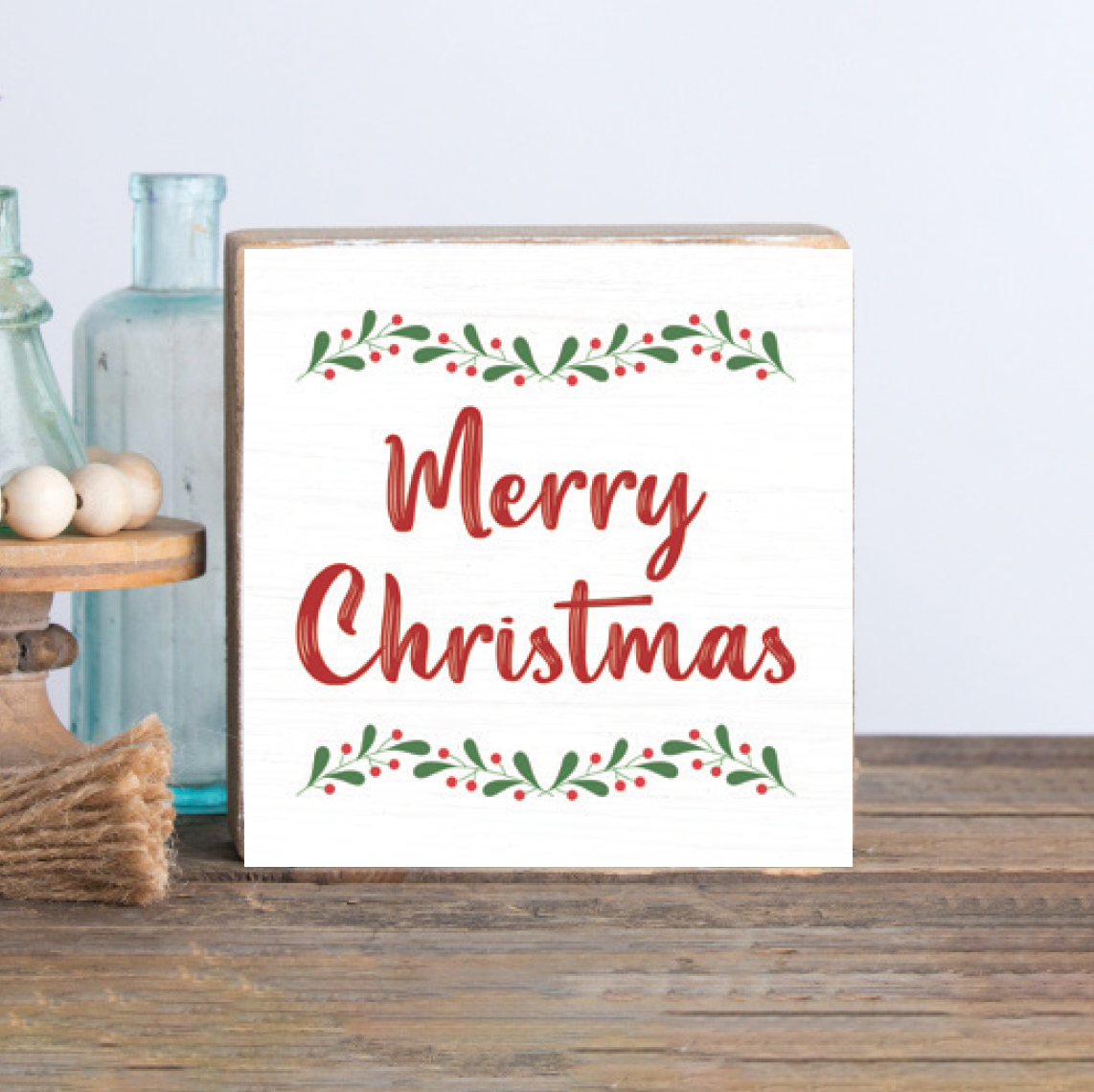 Merry Christmas Decorative Wooden Block