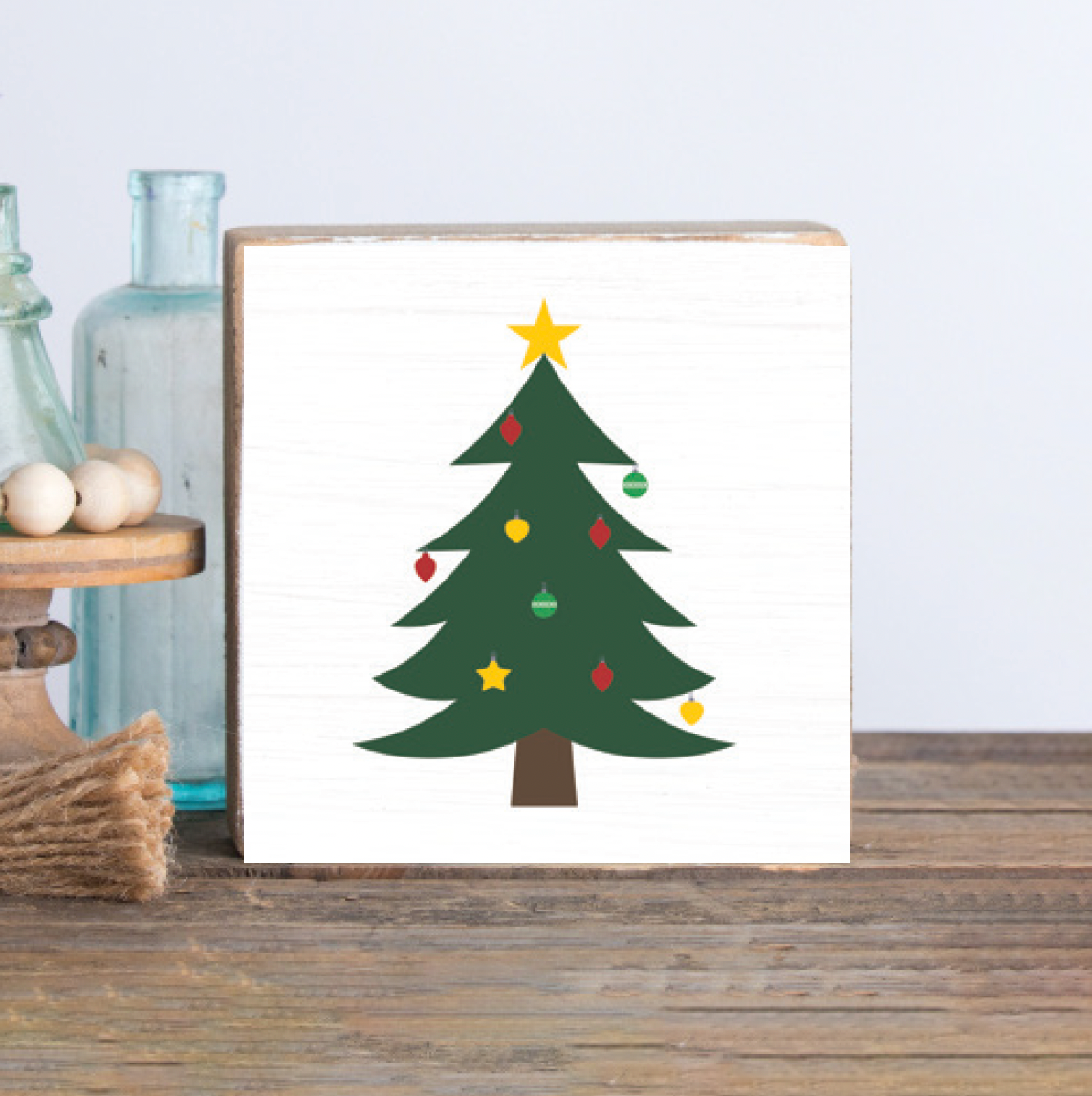 Christmas Tree Decorative Wooden Block