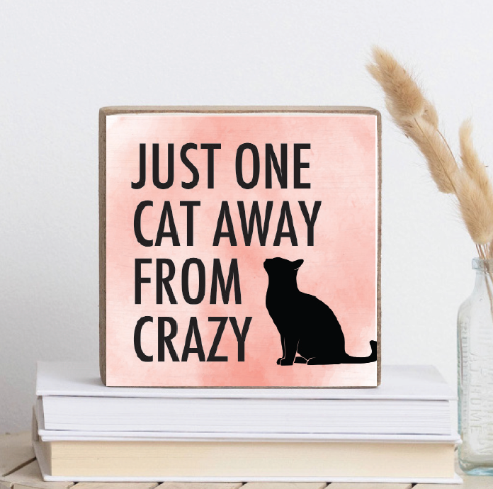 One Cat Away Decorative Wooden Block