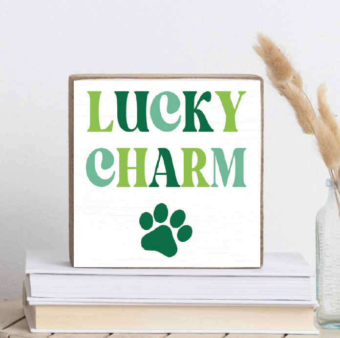 Lucky Charm Decorative Wooden Block