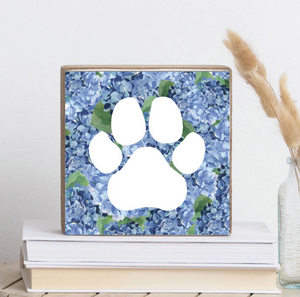 Hydrangea Paw Square Block Sign
