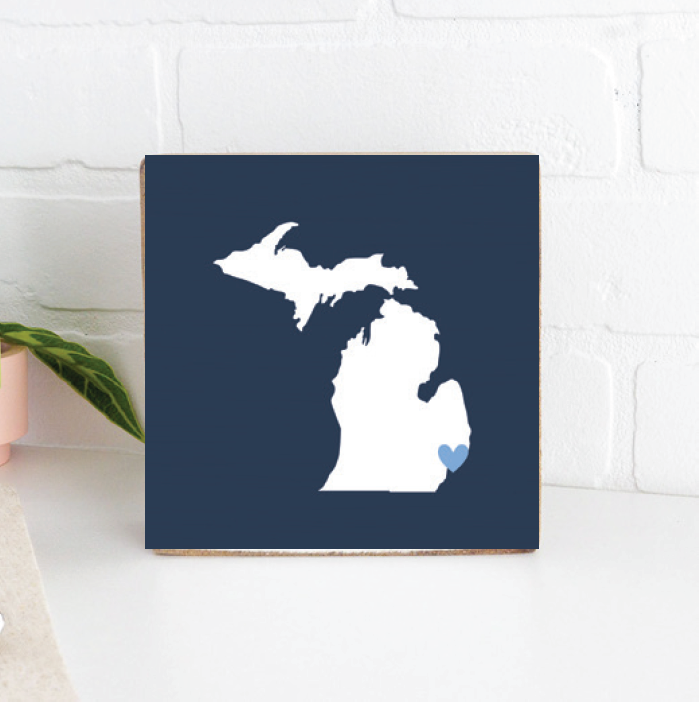 Michigan Detroit Heart Block Sign