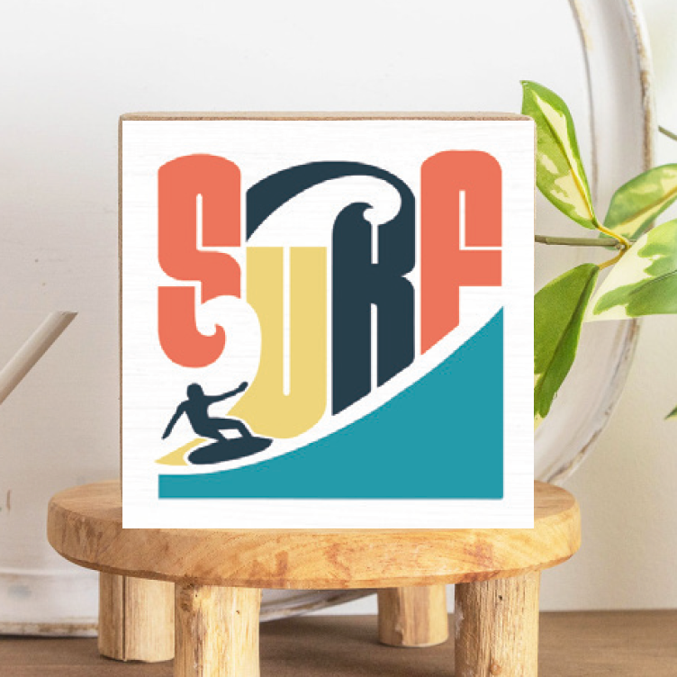 Surf Decorative Wooden Block