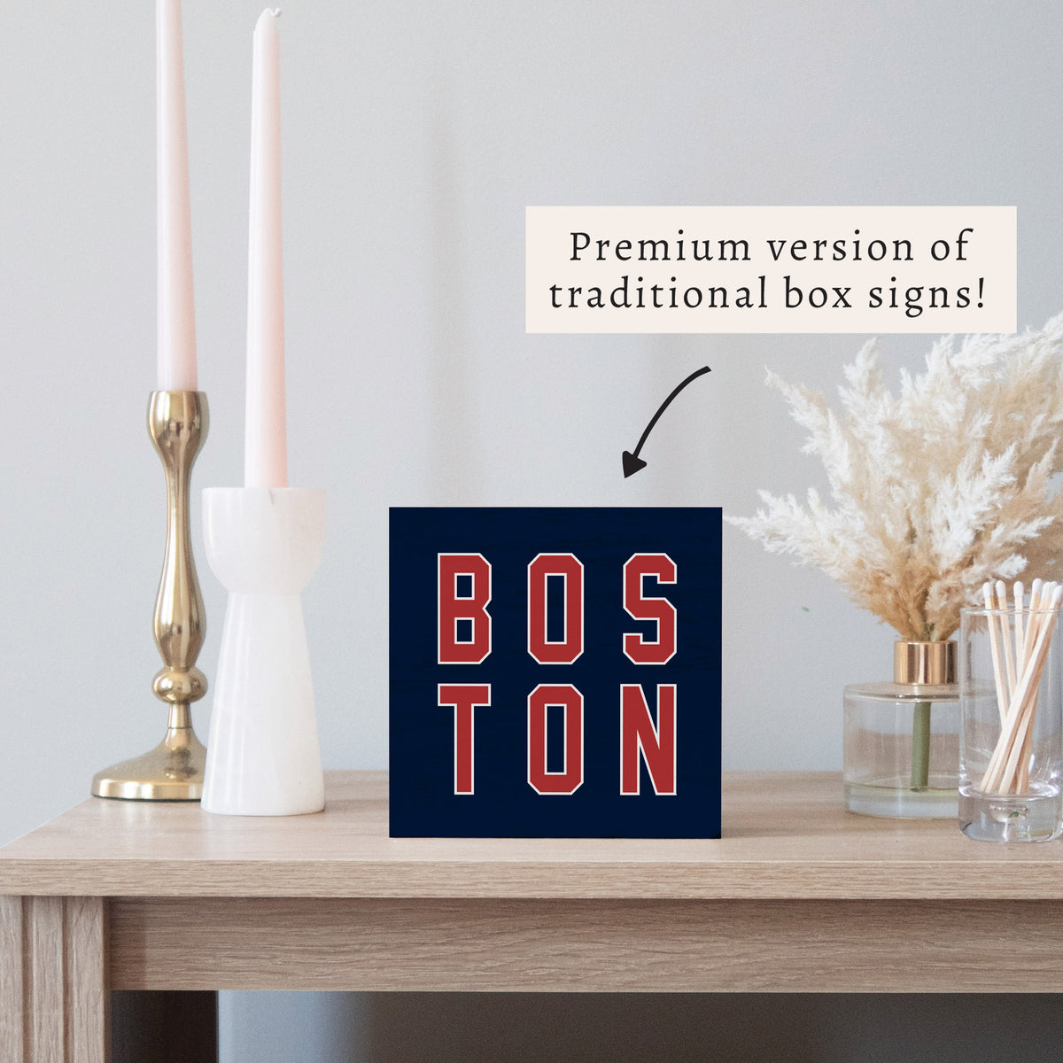 Boston Red and Blue Block Sign