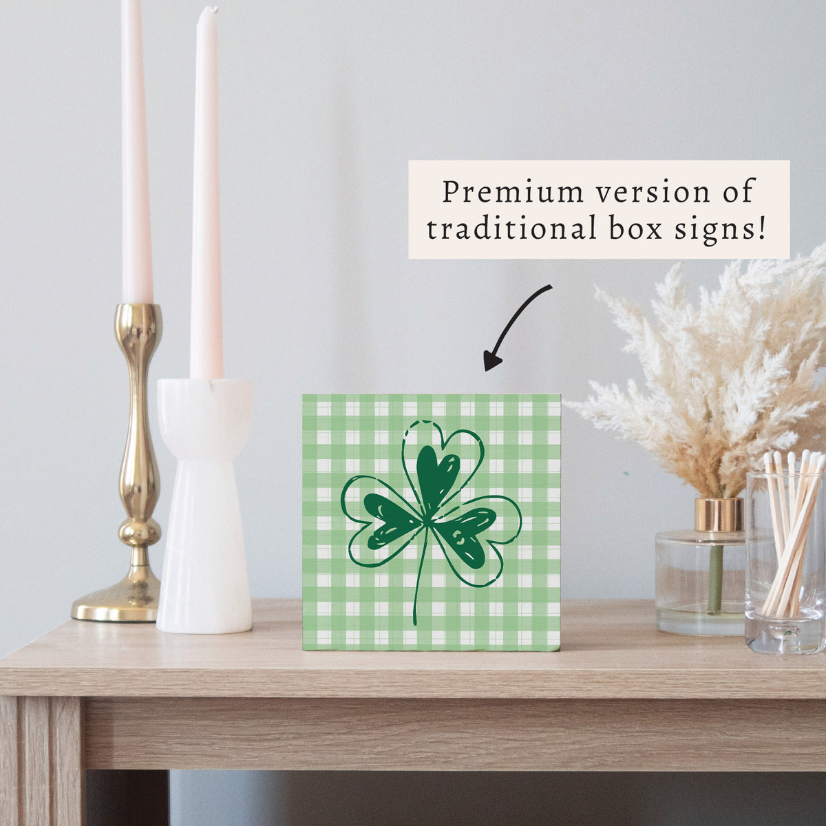 Shamrock Plaid Block Sign
