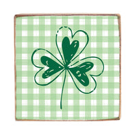Plaid Shamrock Decorative Square Block Sign